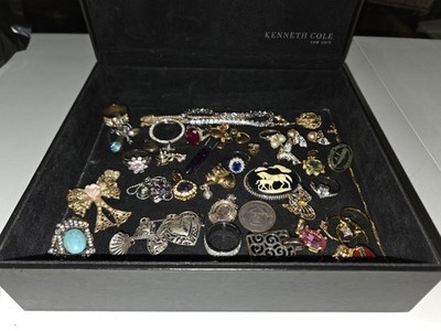 Vtg Large Jewelry Lot All Wearable Rings Brooches, Earrings Necklace Brand Names