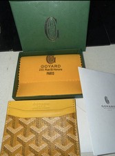 NUOVO Portafoglio Porta Carte Goyard Saint Sulpice Giallo Tessuto Goyardine + Scatola