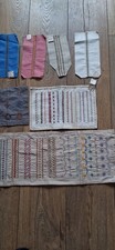 7x Antique needlework School  Sample Specimen Pieces Of Beautiful Embroidery ENA