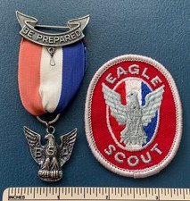 Vintage 1970s EAGLE SCOUT Boy Scouts of America Rank MEDAL & PATCH BSA Scouting