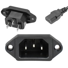 3 Pack Screw Mount 3 Pins Inlet Power Plug Socket Iec320 C14 Ac 250V 10A