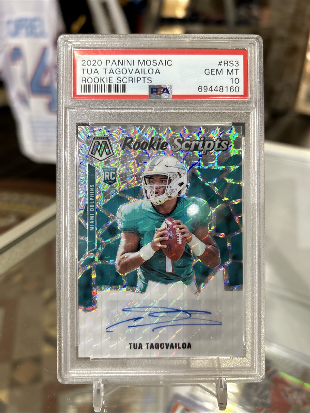 2020 Panini Mosaic Rookie Scripts Tua Tagovailoa RC Auto Prizm SP PSA 10 Gem MT!