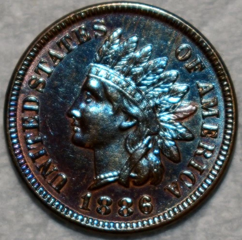 About Uncirculated 1886 Type 1 Indian Head Cent, Sharp specimen.
