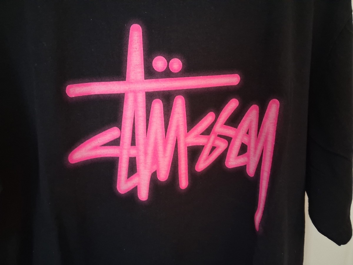 Vintage Stussy T-Shirt Black/Pink Size XL | eBay