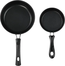 Flylin 2 PCS Skillet Set, Portable Mini Frying Pan with Marble Coating Non-Stick