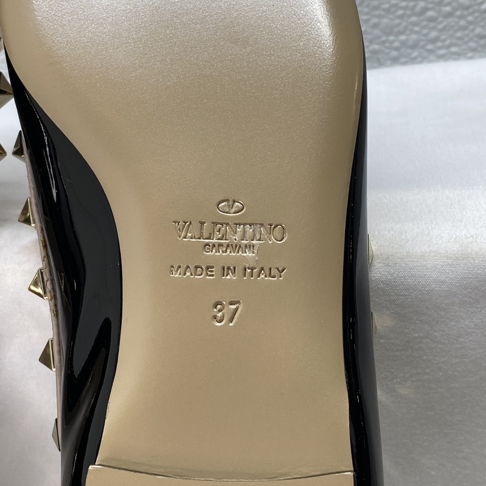 Valentino Garavani Patent Rockstud Ballet Women's Size 7 Leather Black Poudre thumbnail 7