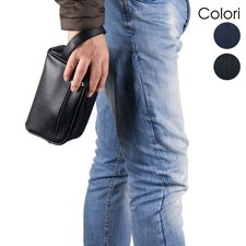 Pochette uomo da polso Borsetta nera borsello a mano borsa piccola casual moda