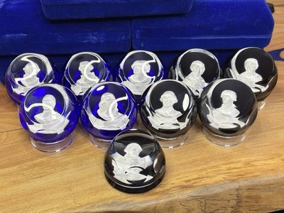 Franklin Mint First Collection Of Cameos in Crystal In Velvet Boxes W/COAs