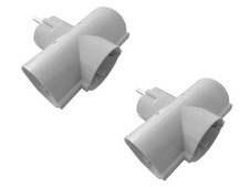 2 Stück Dreifachstecker Mehrfachstecker Triple Stecker 3-fach aus Bakelit weiß