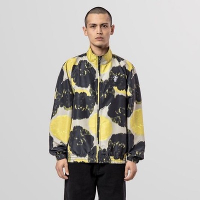 HUF Worldwide Hamptons Beach Jacket Graphic Print Streetwear Stone Yellow Mens M