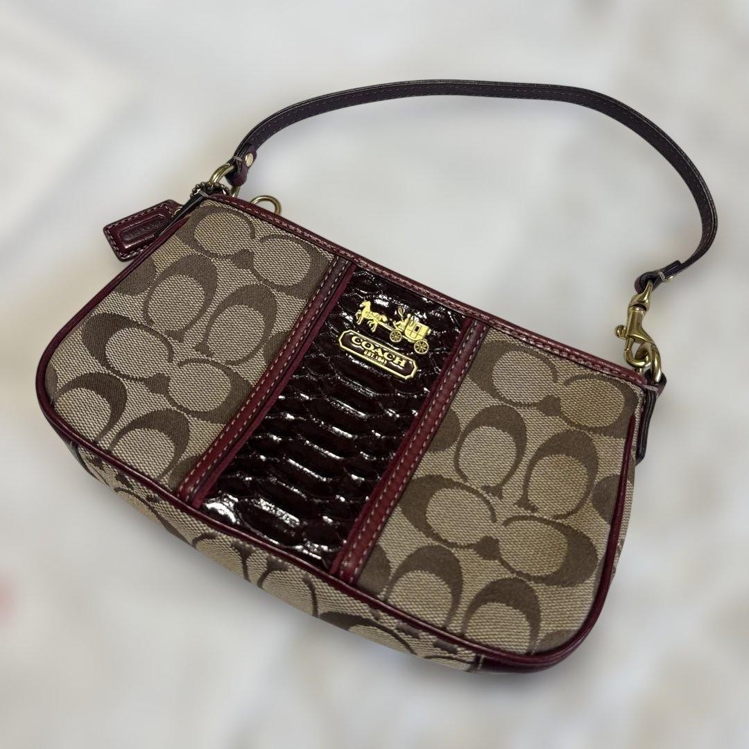 COACH Signature Canvas Python Pouch Mini Bag Bord… - image 2