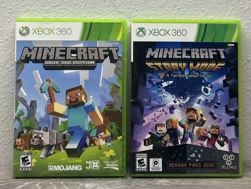 Lot of 2 Minecraft & Minecraft Story Mode Microsoft Xbox 360 2013 TESTED WORKING