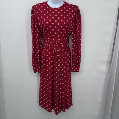 VINTAGE Adele Simpson By Saks Fifth Avenue  Red polka dot  dress sz. 6 1960 s