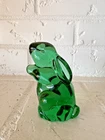Rare Vintage Murano Art Glass Green Rabbit Figurine Paperweight 3.25" Tall