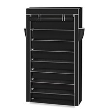 10 Tiers Shoe Rack with Dustproof Cover Closet Shoe Storage Cabinet Organizer Bl