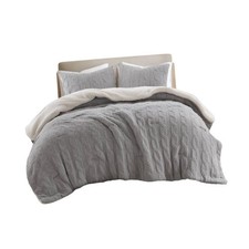 Warm Breathable Full/Queen Comforter Set in Gray, Premium Chenille with