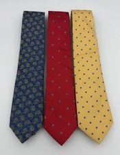 Charles Tyrwhitt Tie Lot Of 3 Men  s Neckties Silk Paisley/Polka Dot/Fleur De Lis