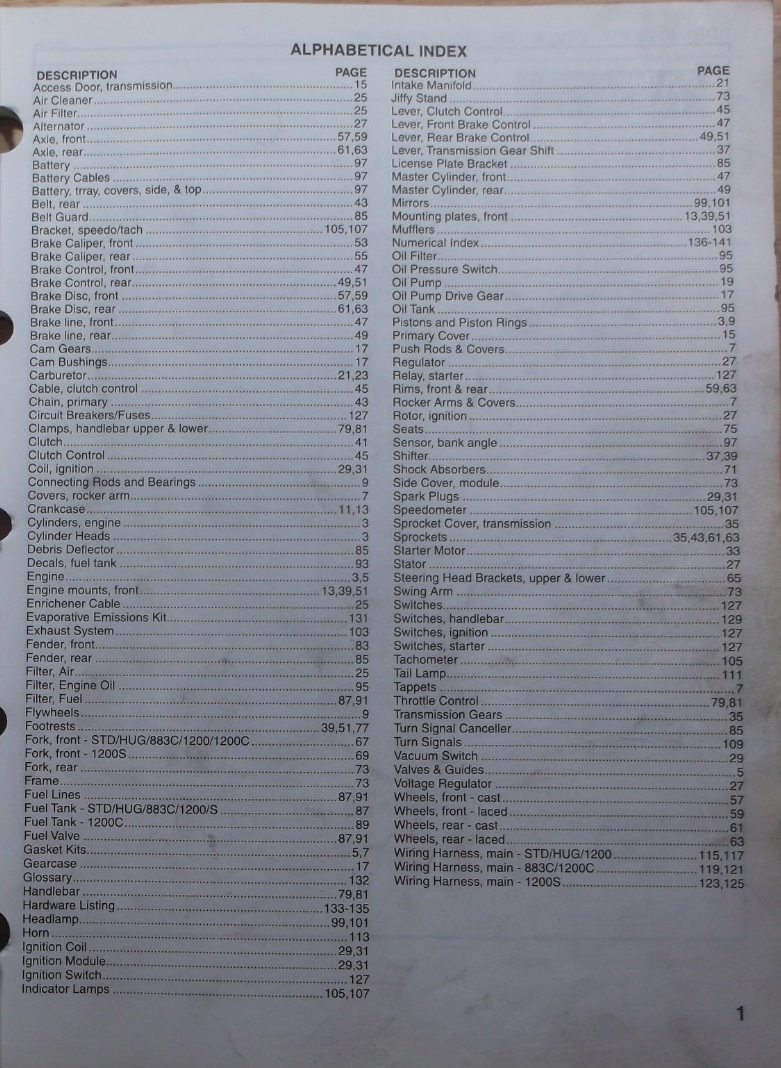 2000 HARLEY DAVIDSON XLH SPORTSTER PARTS MANUAL BOOK CATALOG | eBay