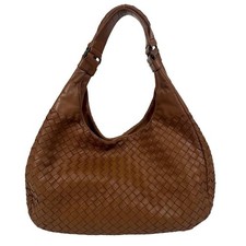 BOTTEGA VENETA Intrecciato Shoulder Bag Hobo Tote Handbag Leather Brown Auth