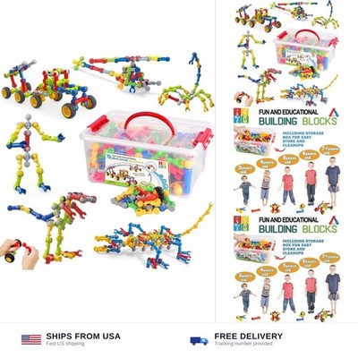 170 Pcs STEM Building Toys for Kids Ages 4-8, Building Blocks Educational Con...