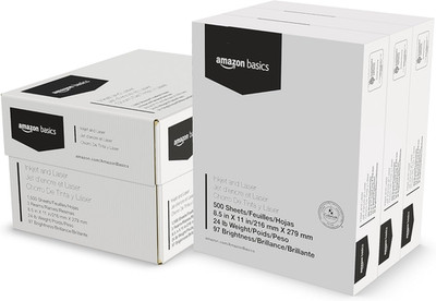 Amazon Basics Multipurpose Copy Printer Paper, 8.5 X 11 Inches, 24 Lb Weight, 97