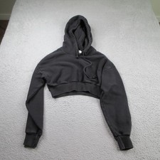 Aritzia TNA Crop Hoodie Womens XXS Black Cotton Pullover