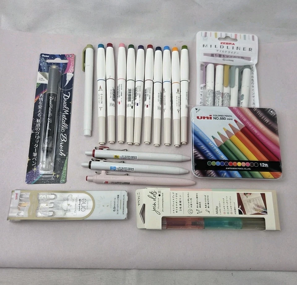 Made In Japan Writing Lot Markers Pencil Pens: Sailor SHIKIORI Uniball Midliner  - Image 1 of 4