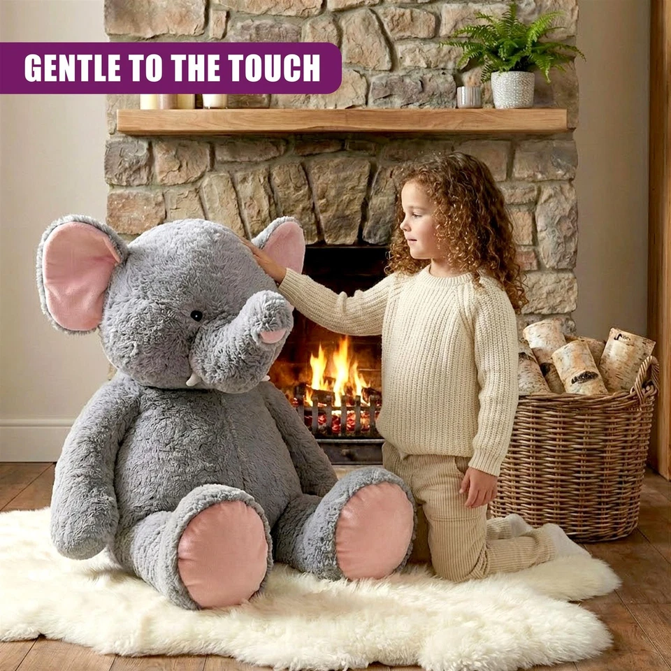 Giant Elephant Soft Toy 100cm Large Plushie Teddy Jumbo Cuddly Stuffed Animal - Image 2 of 4