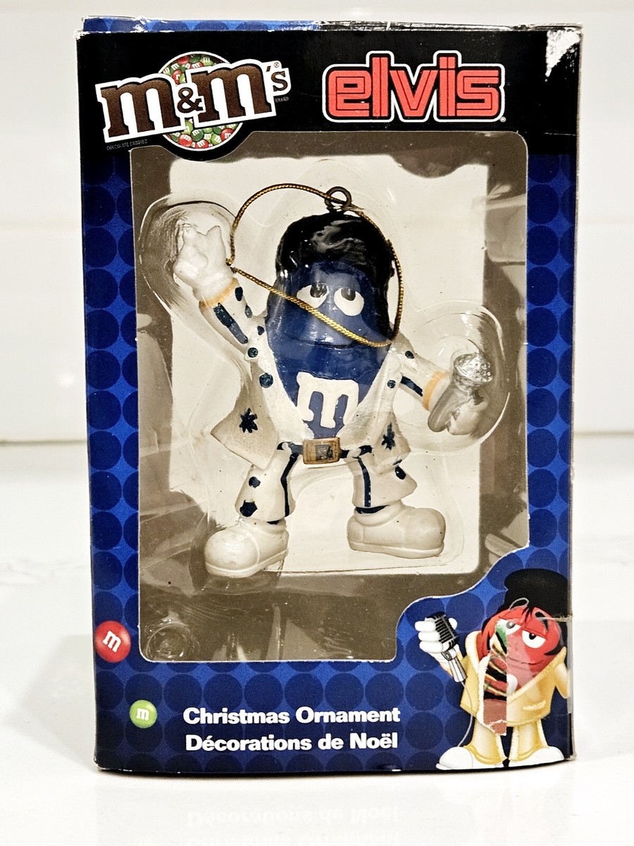NEW! 2008 M&Ms Elvis Christmas Ornament Blue w/White Jumpsui by
