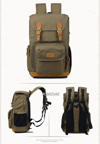 Waterproof Canvas DSLR Camera Backpack Bag Travel Case Pack For Canon Nikon Sony - Picture 23 of 27