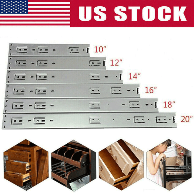 Full Extension 100-lb Ball Bearing Drawer Slides 10/"-12/"-14/"-16/'-20/"
