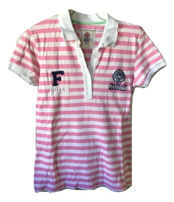 Franklin & Marshall College Womens Polo Shirt Short Sleeve Pink Cotton Size S