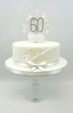 DIAMOND 60th WEDDING ANNIVERSARY BIRTHDAY CAKE TOPPER DIAMONDS WITH RIBBON SET 