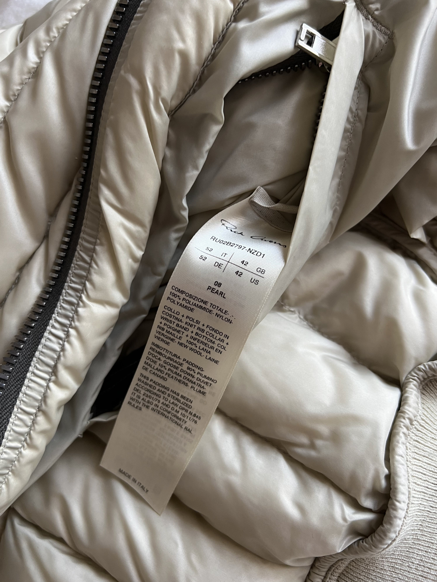 Rick Owens Fog Cropped Bomber Jacket - Size 52 - Pearl - FW22