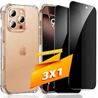 2x Privacy Screen Protector + Clear Case for iPhone 17 16 15 14 Phone Shockproof