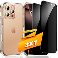 2x Privacy Screen Protector + Clear Case for iPhone 17 16 15 14 Phone Shockproof