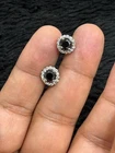 1Ct Black & White Simulated Diamonds Halo Stud Earrings 14K White Gold Plated