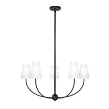 Z-Lite Shannon 5 Light Chandelier, Matte Black/White - 3040-32MB