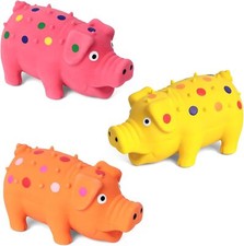 3PCS Squeaky Latex Grunting Pig Dog Toys, 4" Small Pig Dog Toy for Colorful