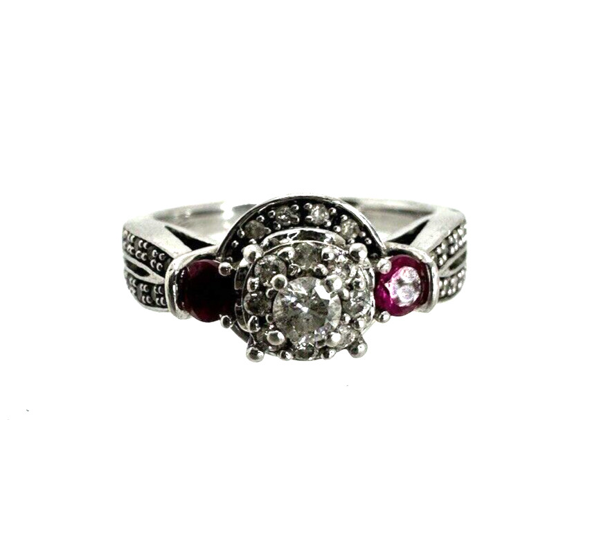 Solid Designer Sterling Silver Ruby and Natural D… - image 2
