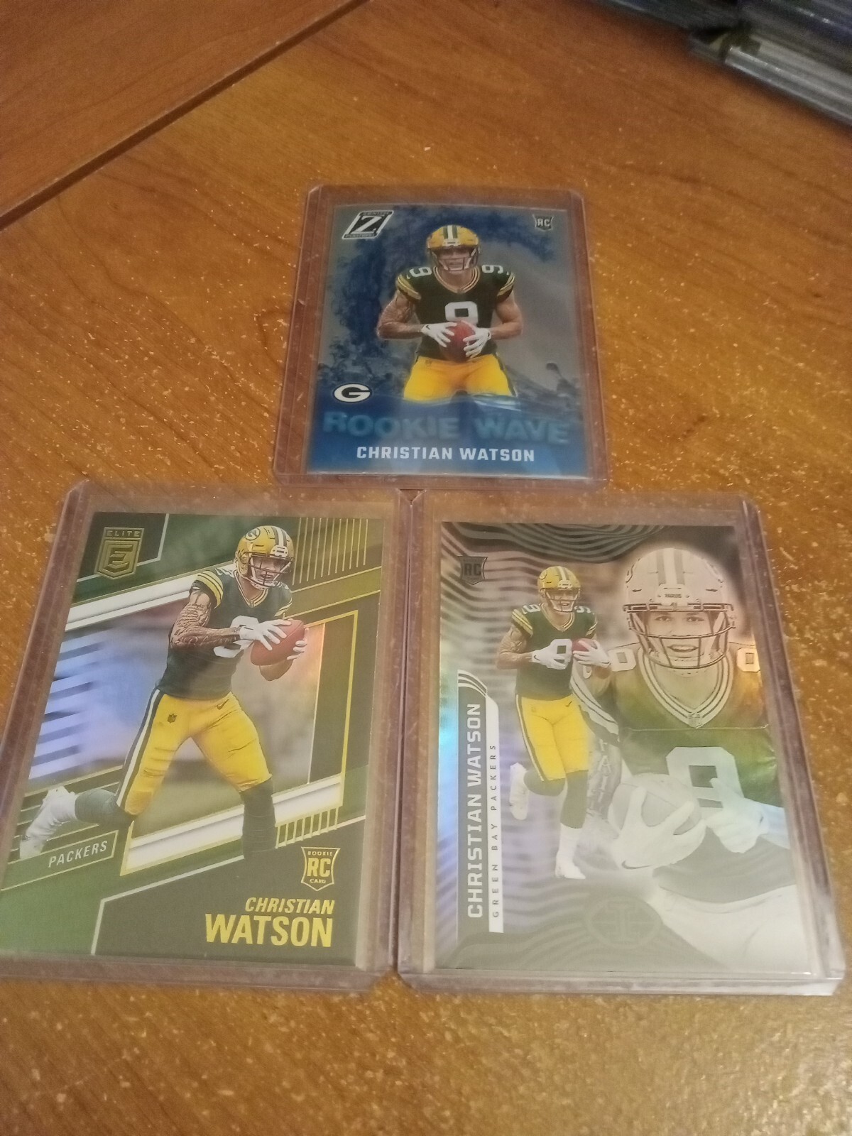 2022 Panini Zenith CHRISTIAN WATSON Rookie Wave Blue Prizm & 2 More Rookie Cards