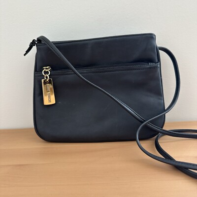 Vintage Giani Bernini Black Leather Purse Crossbody Small Multi