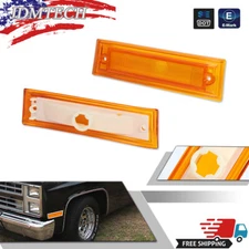 Pair Front Signal Side Marker Lights Amber Fit For 81-91 GMC Chevy Pickup Truck
