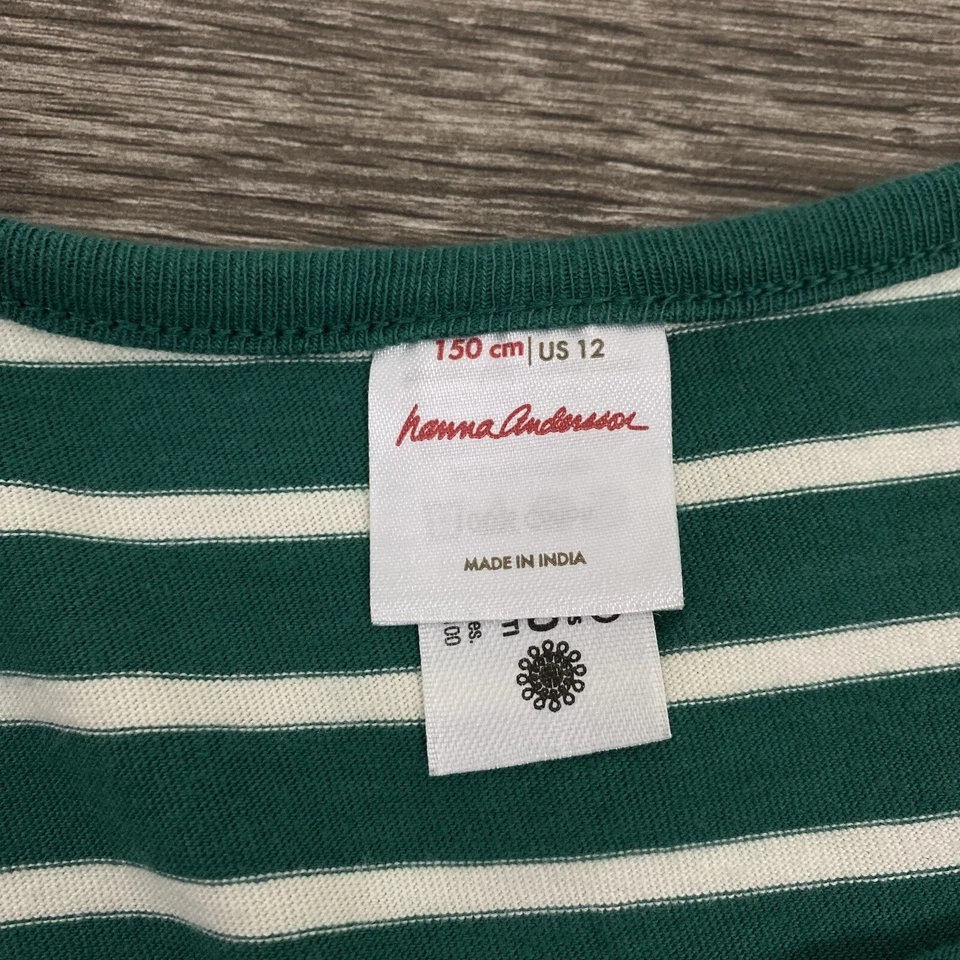 Vestido de Natal Hanna Andersson meninas tamanho EUA 12 enfeites verdes festa de fim de ano - Imagem 4 de 4