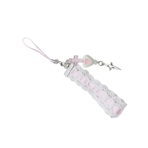 Ribbon Heart Cross Pendant Phone Charm Chain Strap Bag Decoration Lanyard - Zdjęcie 12 z 13