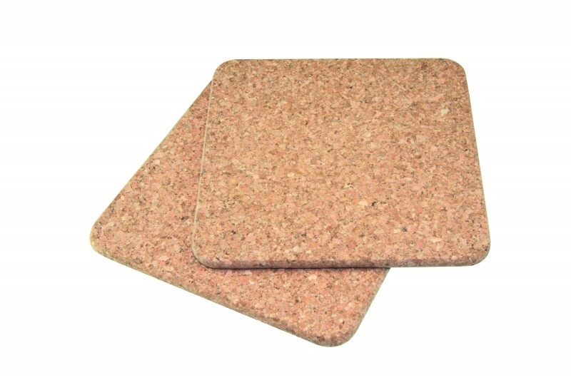 Organic Cork Square Trivet Hot Pot Stand Set of 2 Heat Resistant 19 x 19 x 1 cm