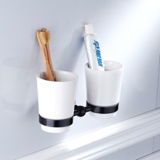 Oil Rubbed Bronze Wall Mounted Bathroom Toothbrush Holder with Double Cups