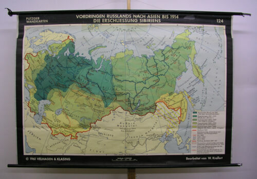School Wall Map Role Map Russia After Asian Russia East 195x135 1961 - Picture 1 of 1