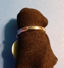 Tungsten Carbide Ring Women Size 7 Steel With Gold Line