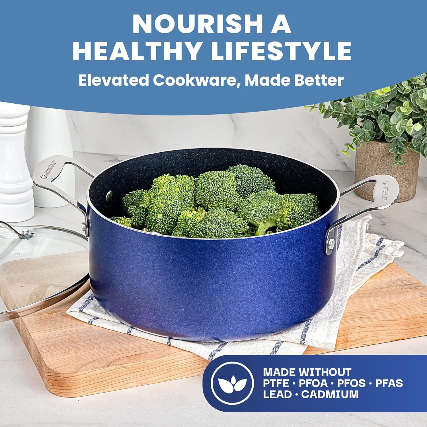 Granite Stone Blue 15 Piece Pots and Pans Set Nonstick Cookware & Bakeware Set eBay